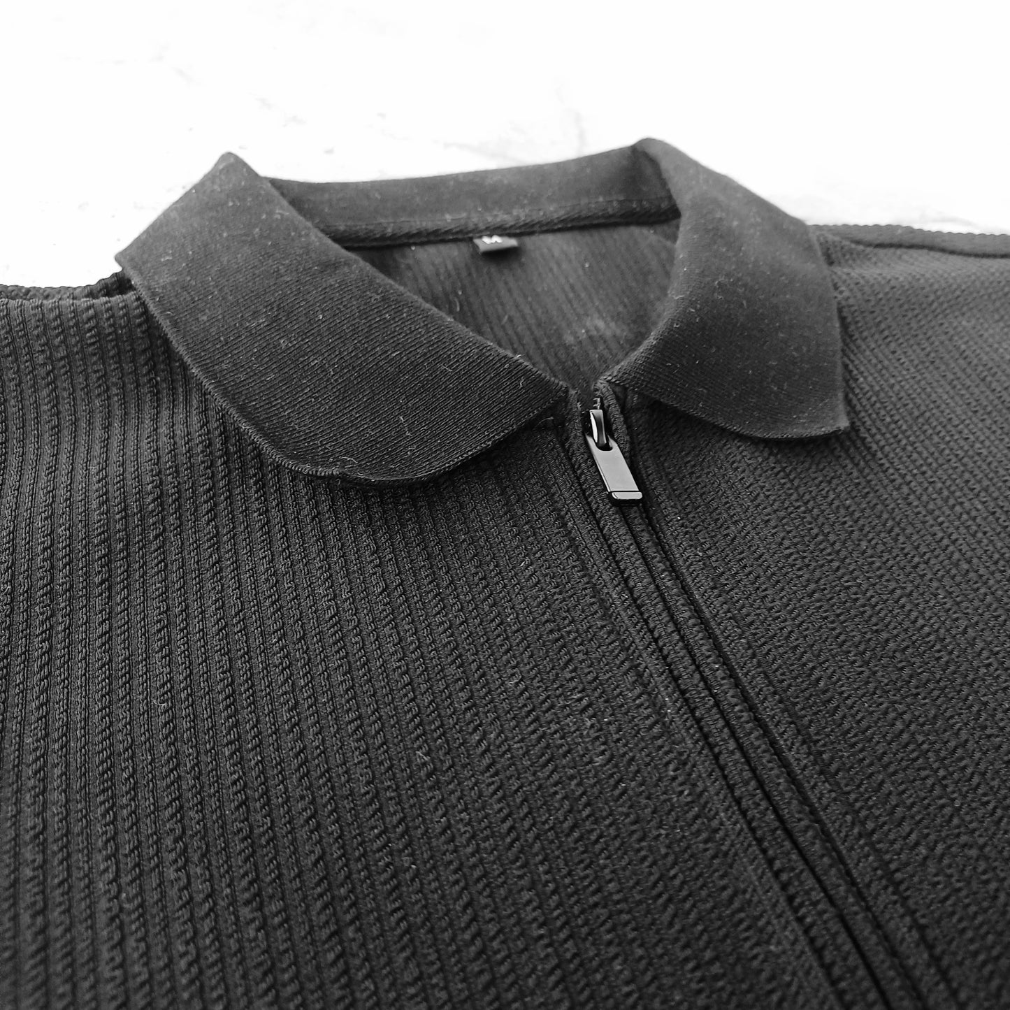 Zipper-Polo Shirt Black