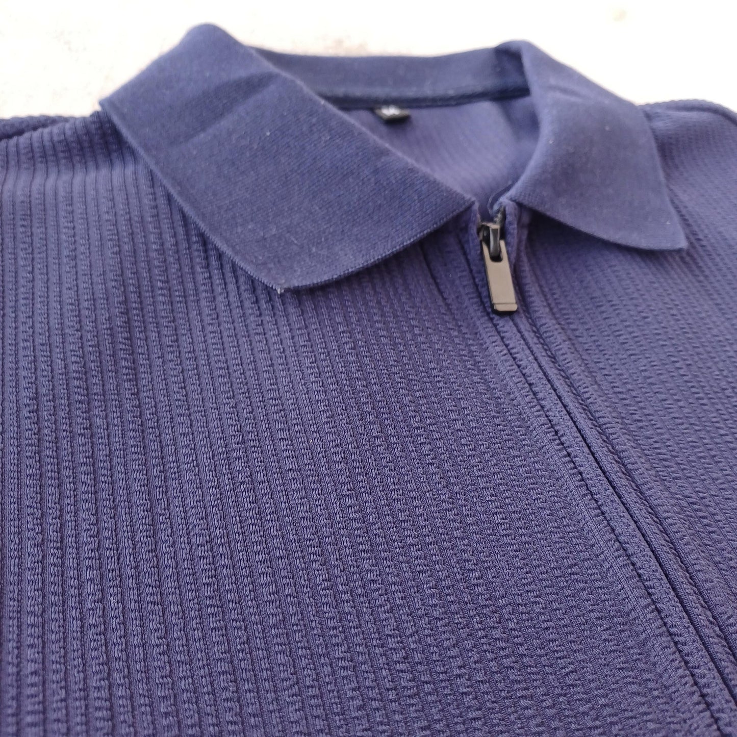 Zipper-Polo Shirt Navy Blue