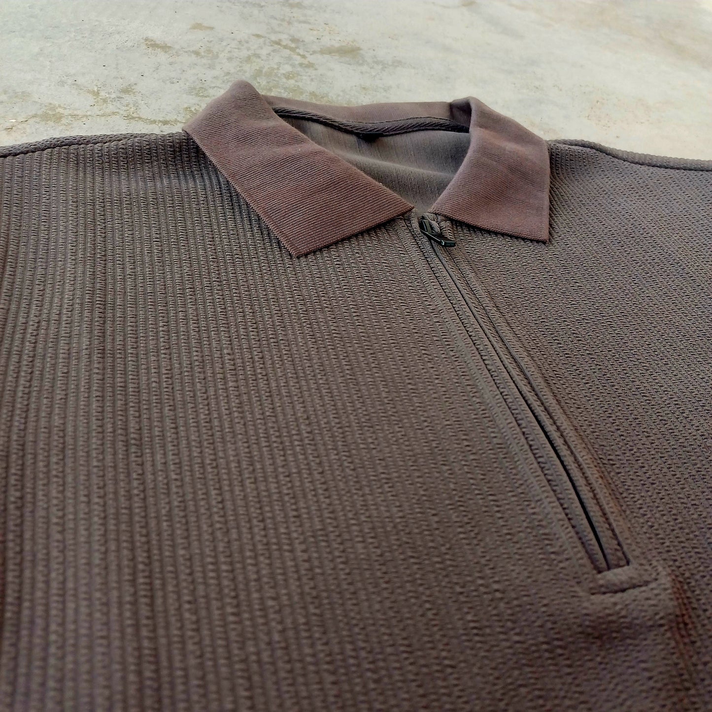 Zipper-Polo Shirt Dark Grey