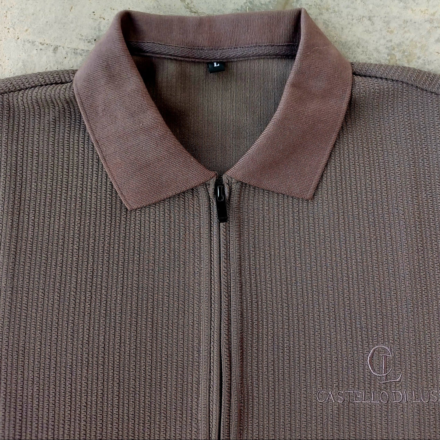 Zipper-Polo Shirt Dark Grey