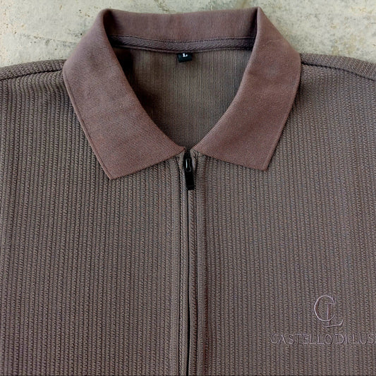 Zipper-Polo Shirt Dark Grey