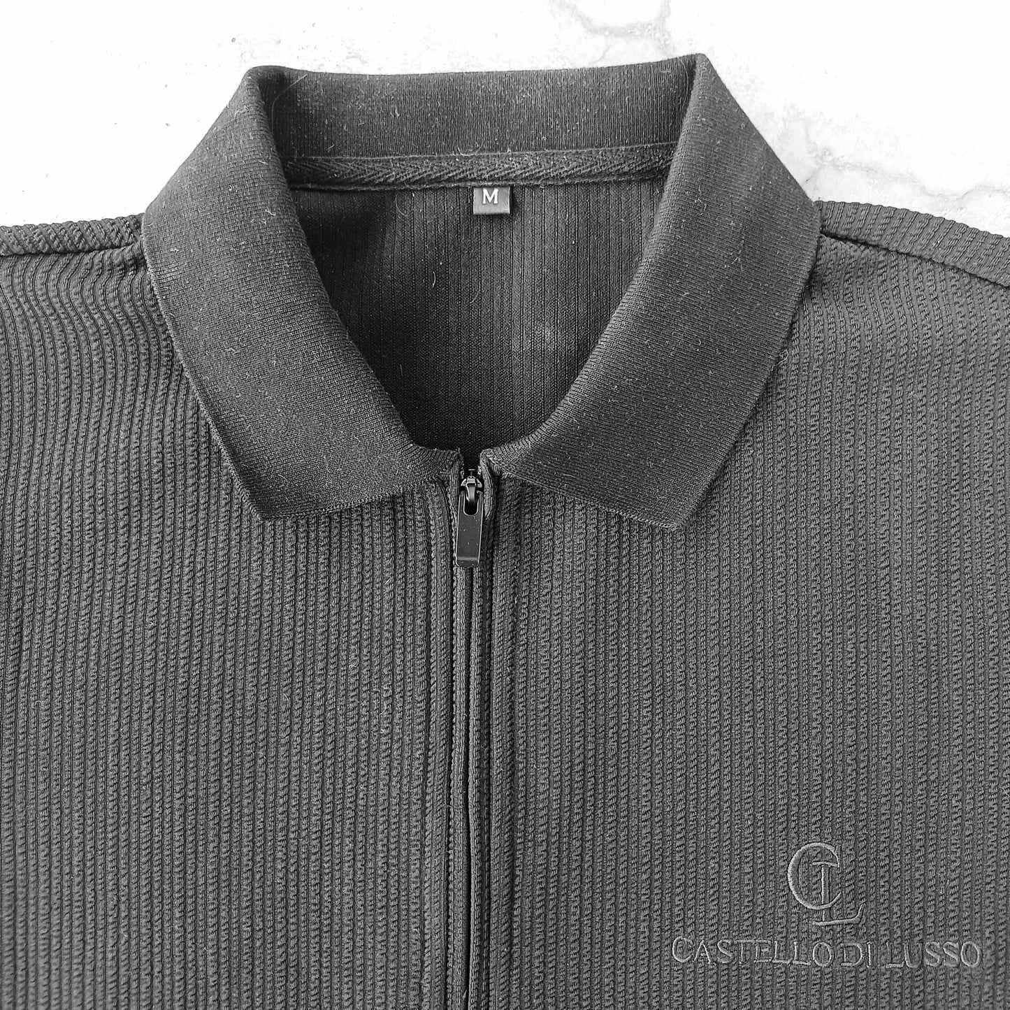 Zipper-Polo Shirt Black