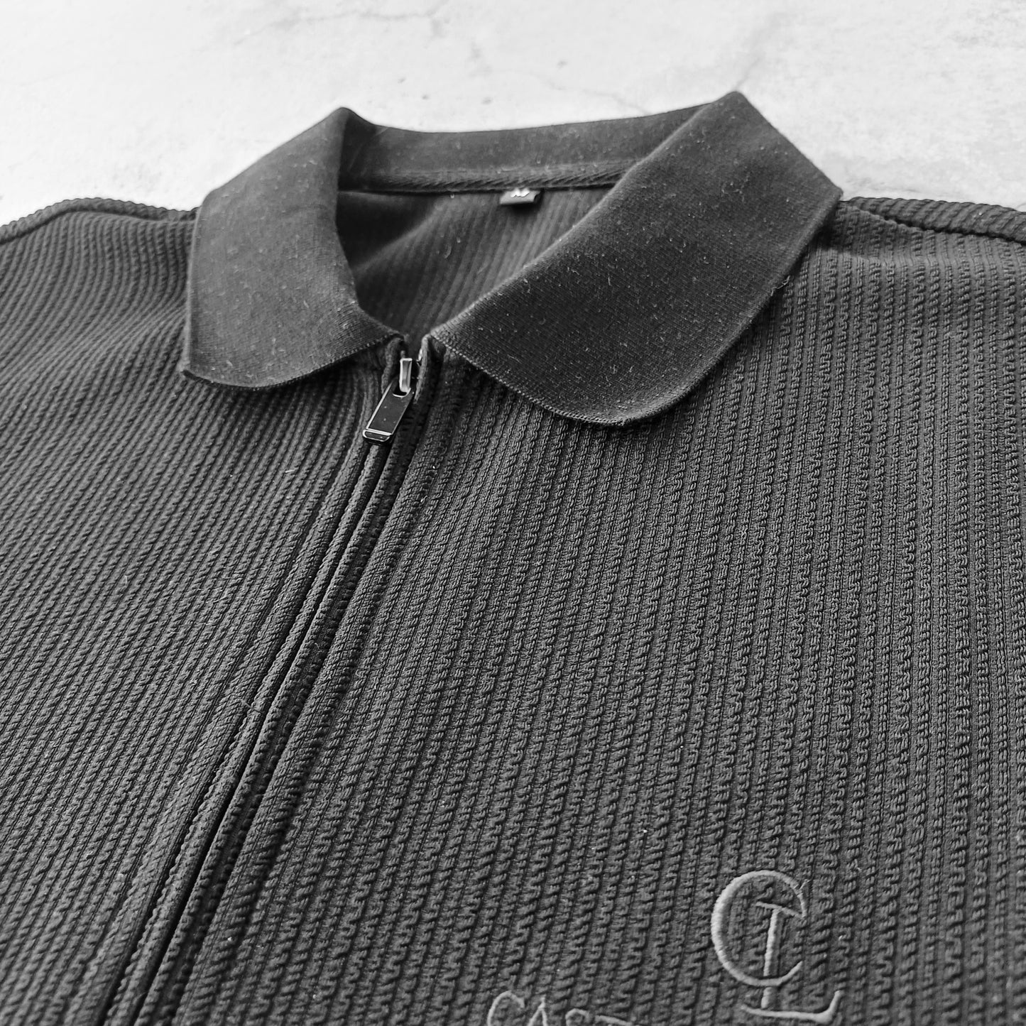 Zipper-Polo Shirt Black