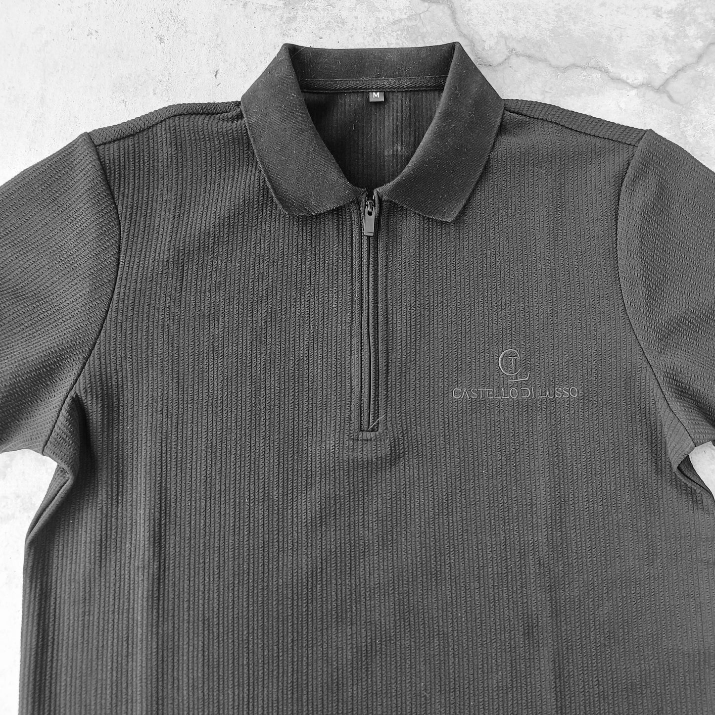 Zipper-Polo Shirt Black